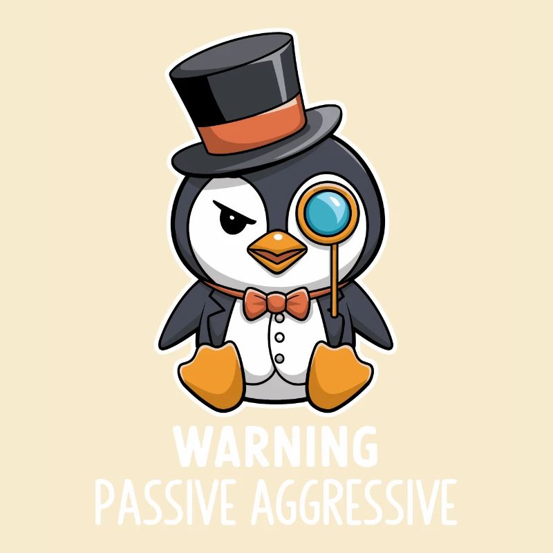 Warning Passive Aggressive Pinguin Mit Zylinder