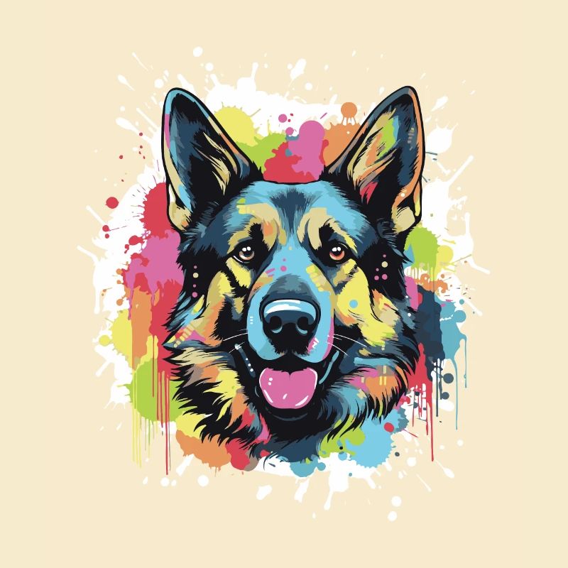 German Shepherd Dog Head Portrait Pop Art