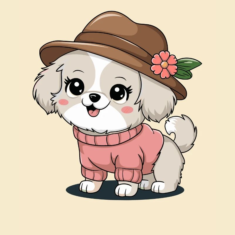 Süßer Hund Mit Hut Und Pullover