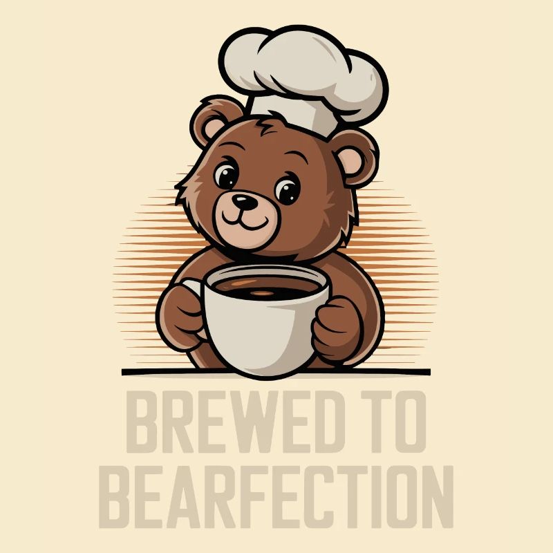 Coffee Lover Bear with Cute Hatter