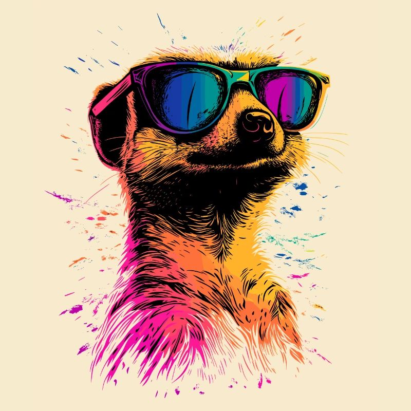 Erdmännchen Sonnenbrille Bunt Süßes Erdmännchen