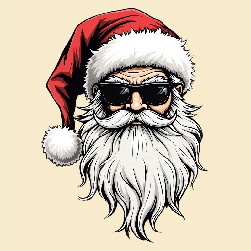 Santa Face Sunglasses With Hat Beard Christmas