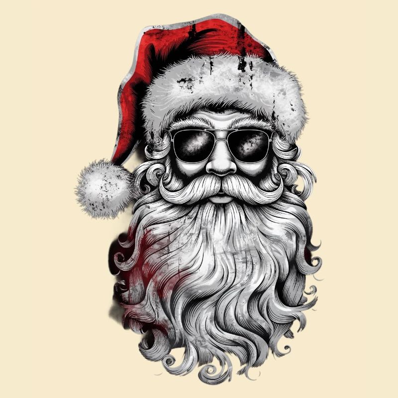 Santa Face Sunglasses With Hat Beard Christmas