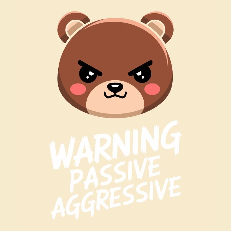 Warning Passive Aggressive Bear Illustration