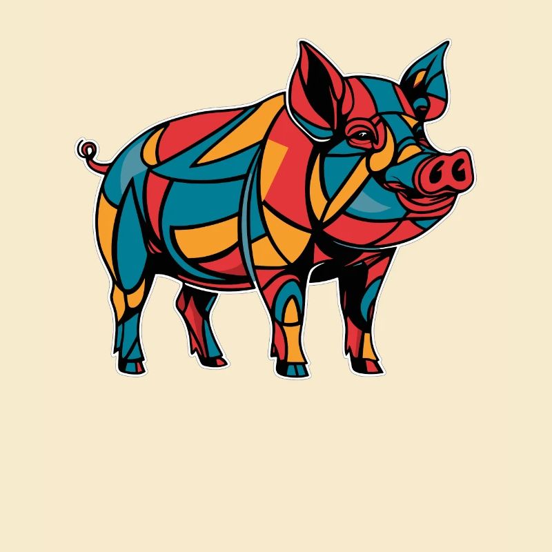 Cochon graphique graphique d’animal de ferme géométrique coloré