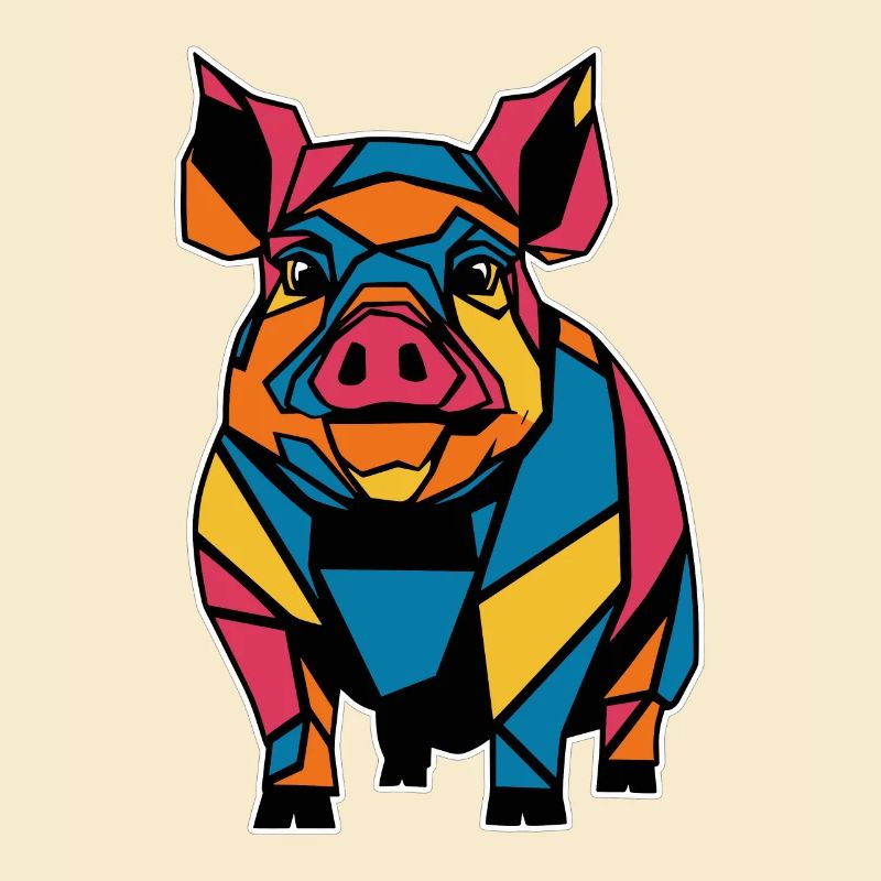 Cochon graphique graphique d’animal de ferme géométrique coloré