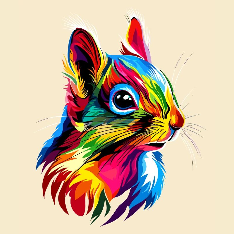 Eichhörnchen Kopfhörer Bunt Popart DJ Eichhörnchen