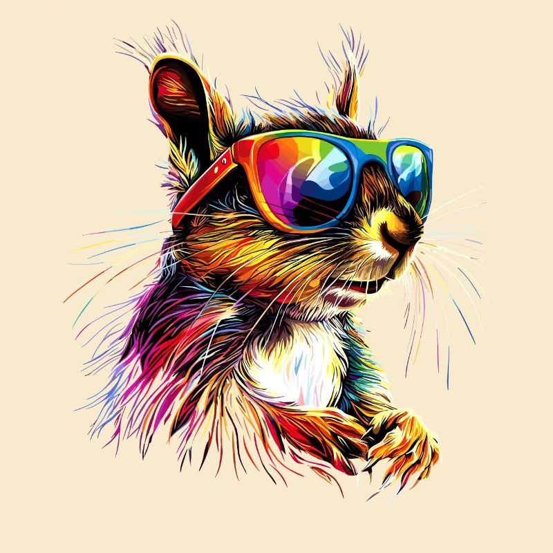 Eichhörnchen Kopfhörer Bunt Popart DJ Eichhörnchen