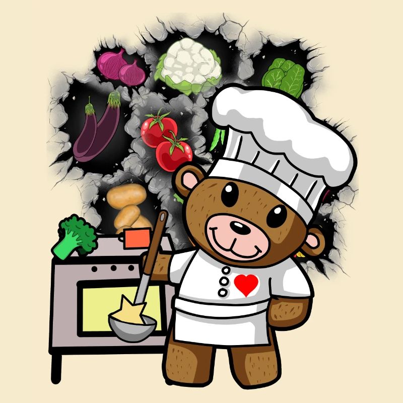 Teddy Bear, Cook, Chef, Cook, Cook, Cook, Vegetables