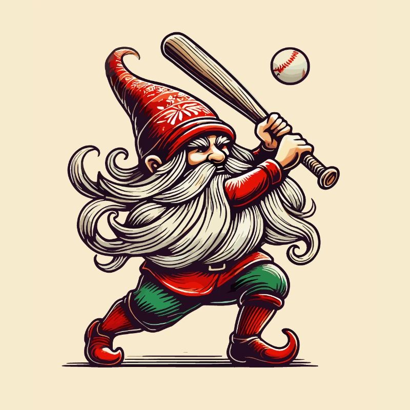 Christmas Baseball Gnome Dwarf Elf