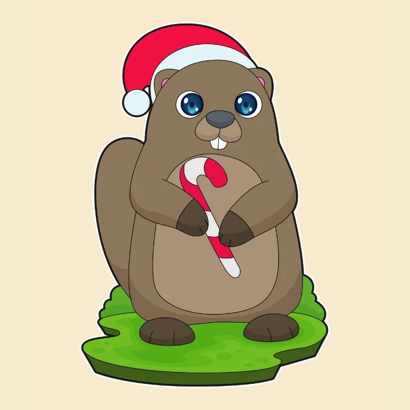 Beaver Christmas Candy Cane