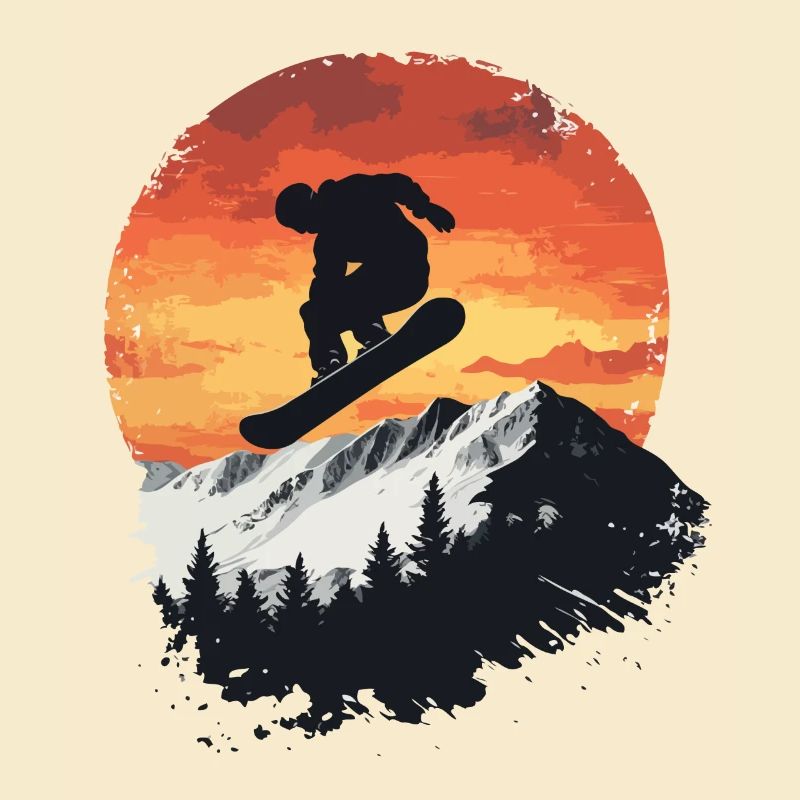 Snowboarder Sonne Berge