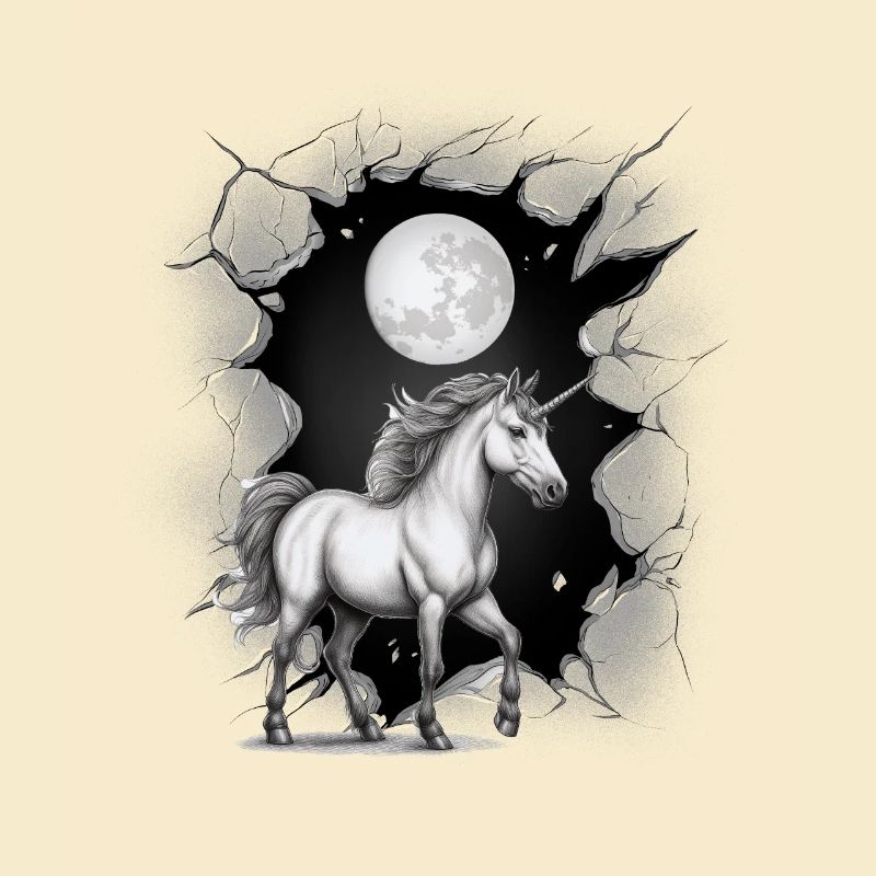 Fabelwesen Pferd Pferde Einhorn Einhörner Mond