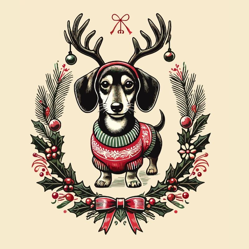 Fröhlicher Dackel Im Weihnachtspullover