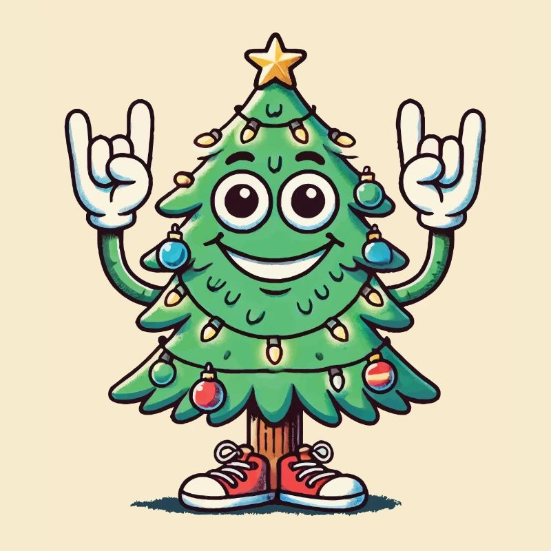 Lustiger Weihnachtsbaum Mit Rockhand