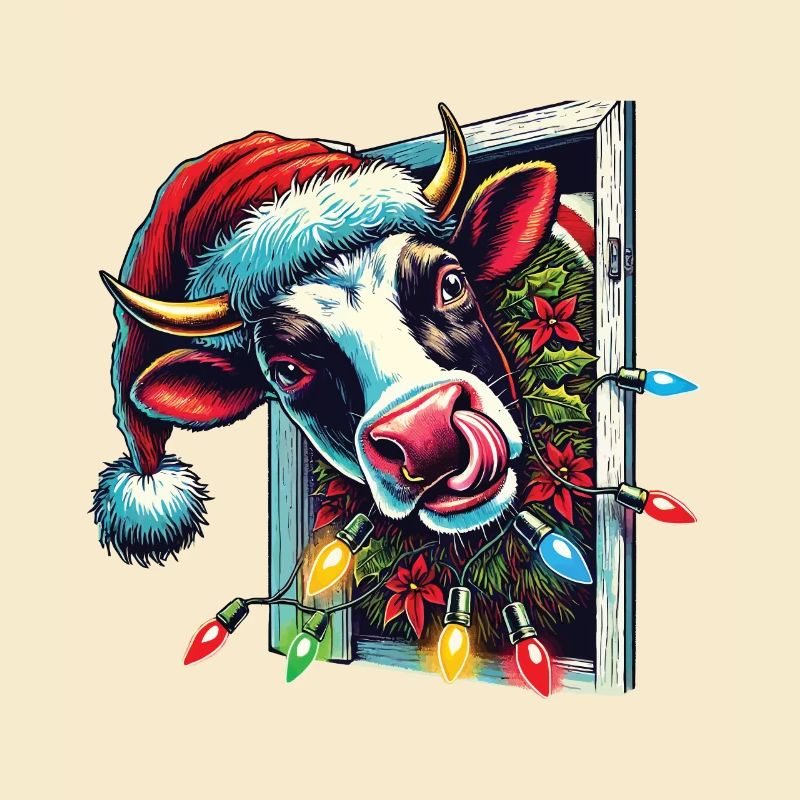 Lustige Weihnachtskuh Mit Lichtern