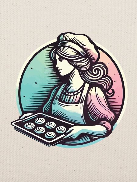 Bäckerin Mit Tablett Frischer Brötchen