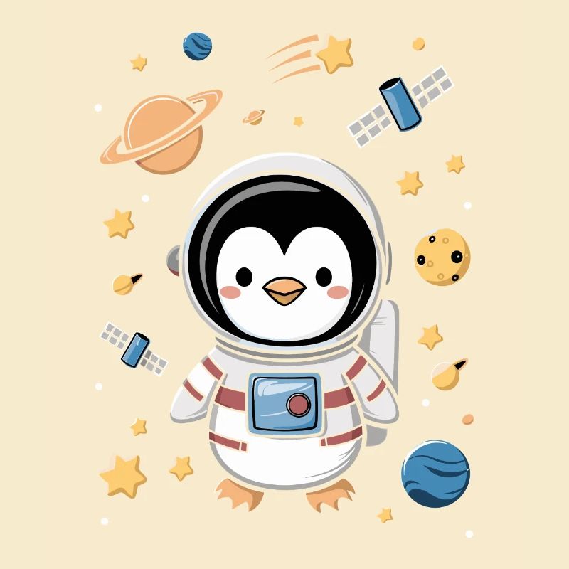Astronaute d’aventure de pingouin de l’espace