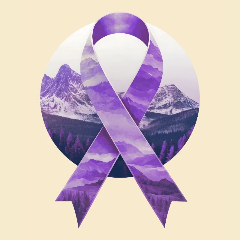 Lavendel Krebs Bewusstein Schleife Berge Geschenk