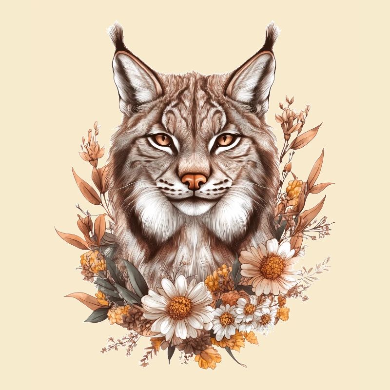 Luchs mit Blumen