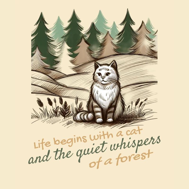 Conception de chat et de forêt - Nature paisible