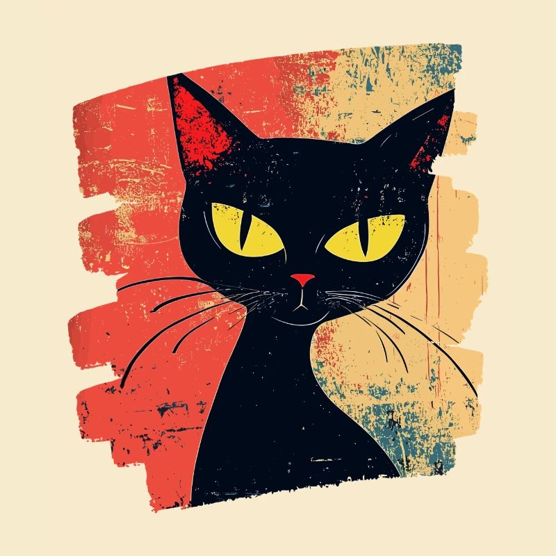 Schwarze Katze Retro