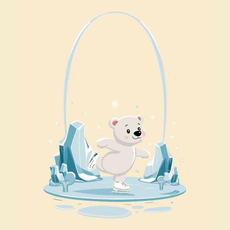 Cute polar bear skating in the