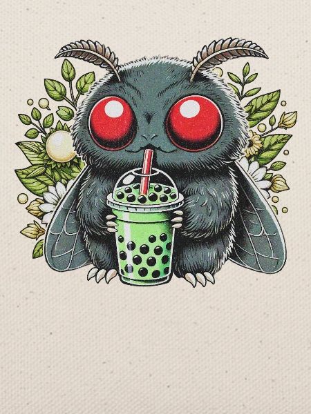 Mothman Drinking Bubble Tea