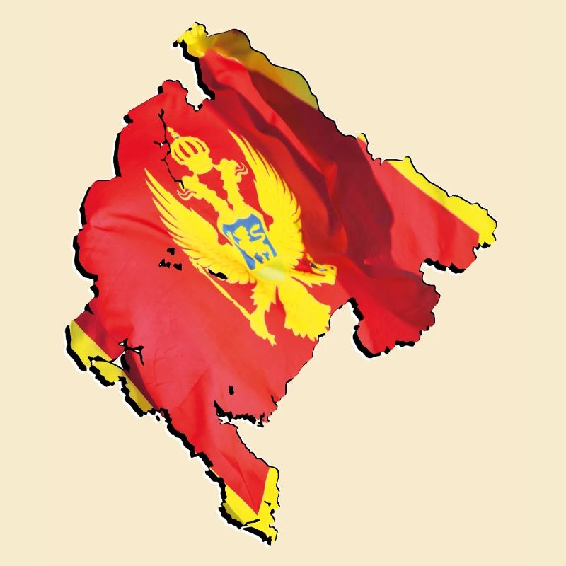 Montenegro flag in Montenegro map