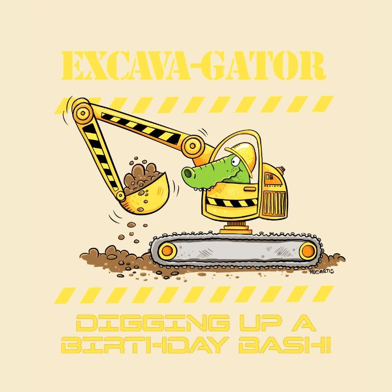 Construction Site Excavator Crocodile Saying Pun