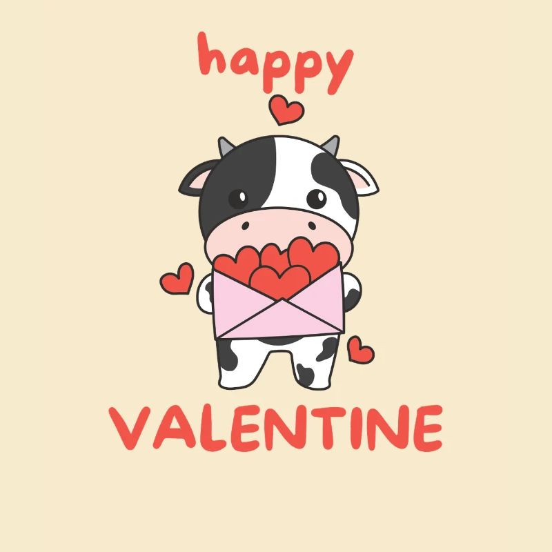 Vache pour la Saint-Valentin animaux mignons avec des cœurs