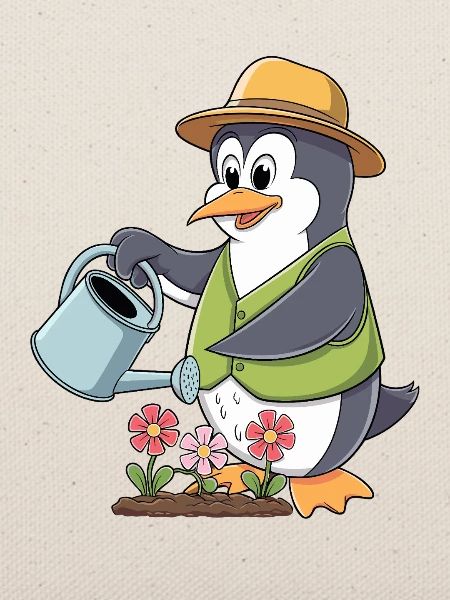 Pinguin Gartenliebe Gärtner Gartenglück