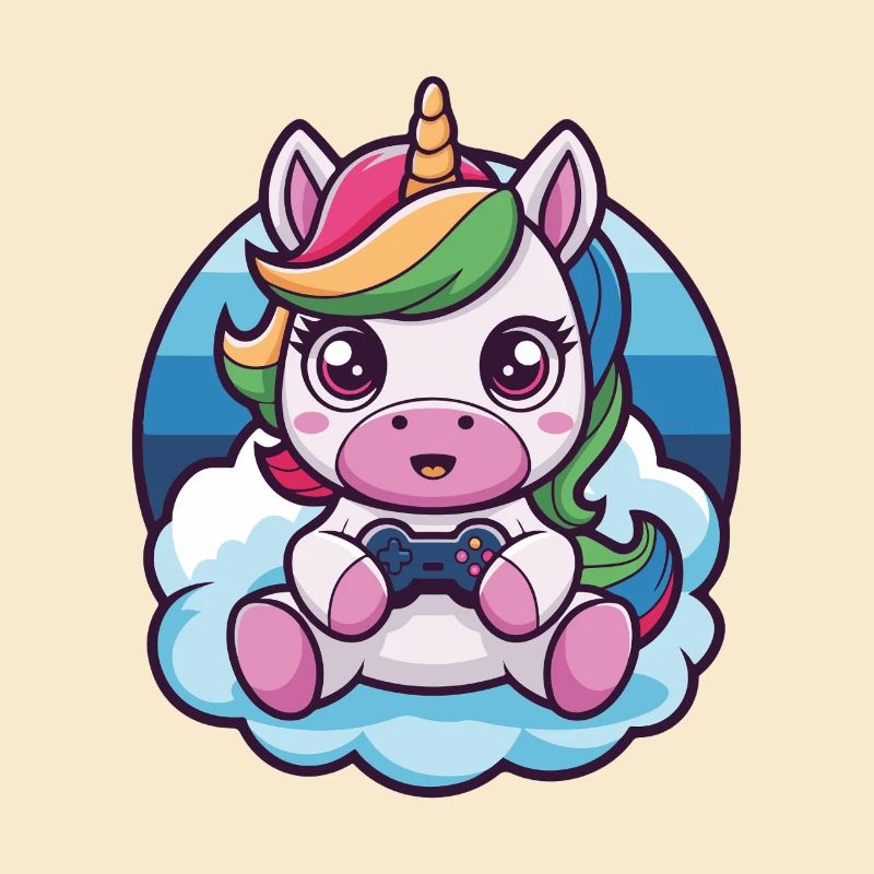 süßes Einhorn Gamer Unicorn mit Controller Gaming
