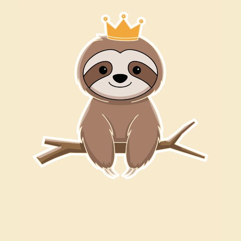 Royal Sloth on Branch with Crown