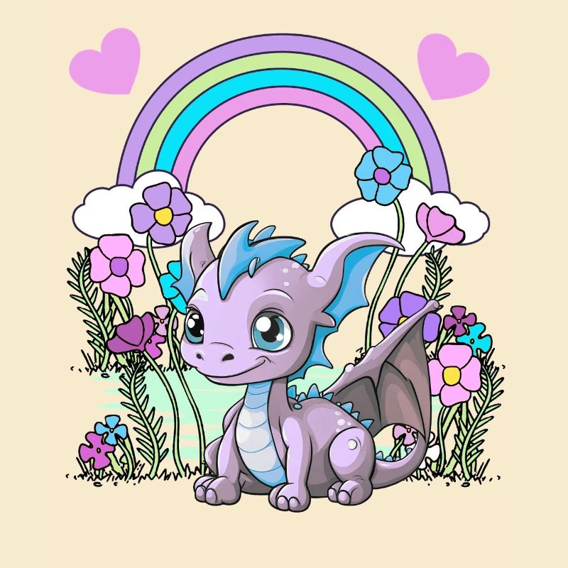 Drache Drachen Kinder Kind Regenbogen
