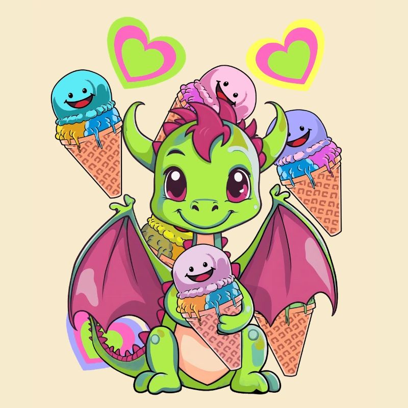 Eis Eiskreme Eiscrem Kinder Kind Drache Drachen