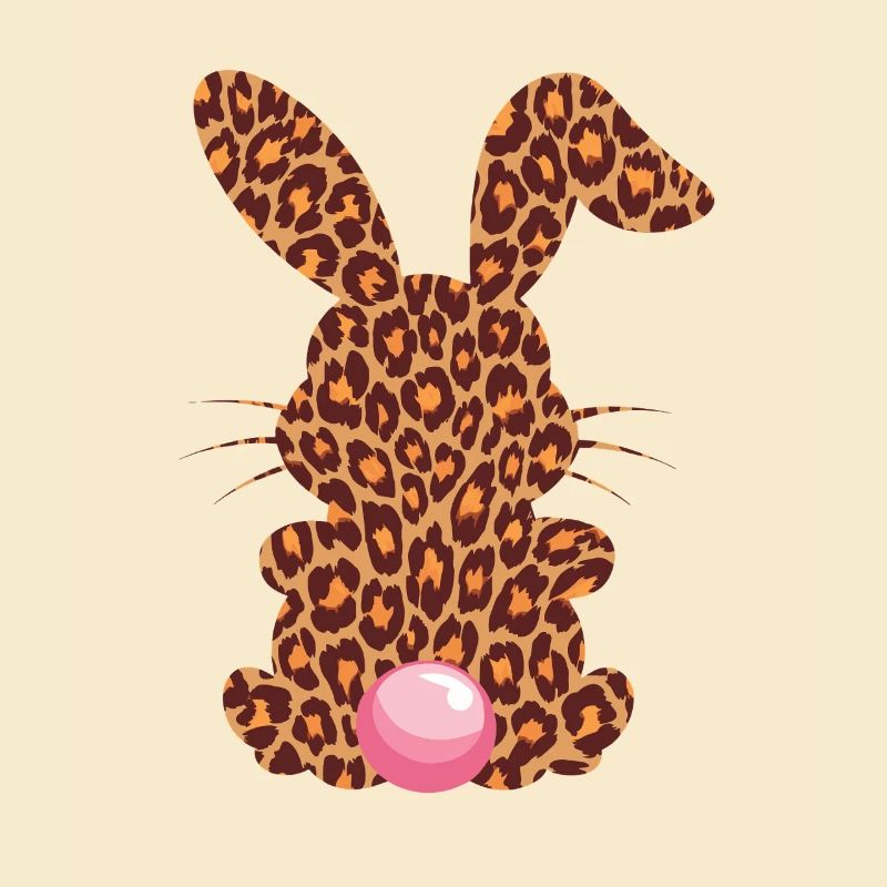 Lapin à imprimé léopard avec bulle rose