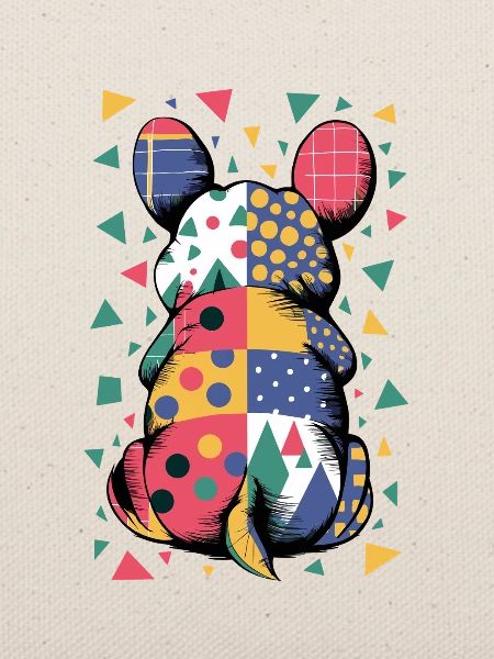 Bunter Geometrischer Tiermuster Patchwork-Look