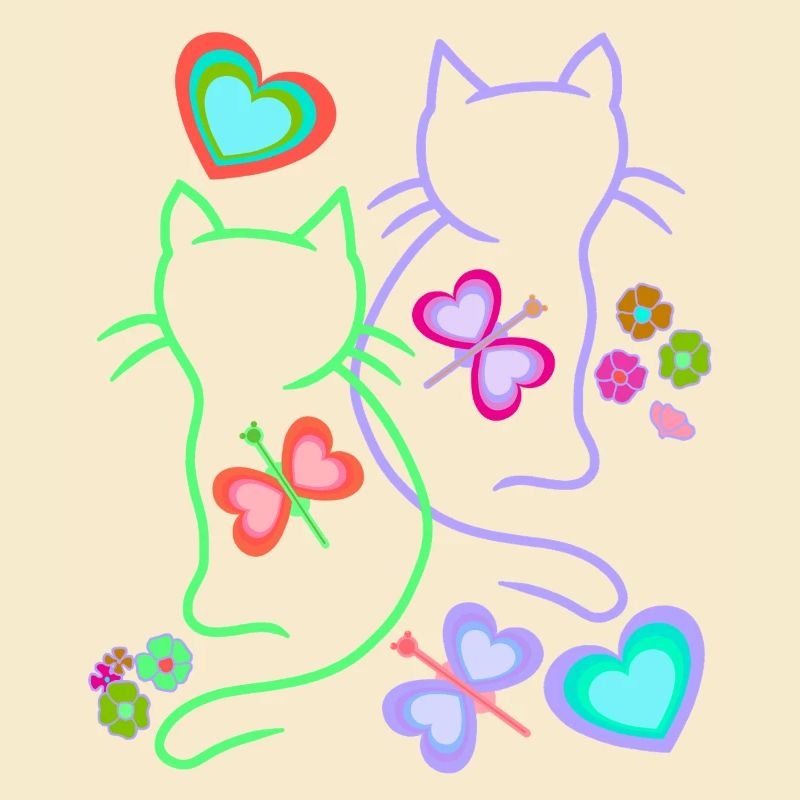 Frühling Sommer Retro Katzen Katze Kinder 80er