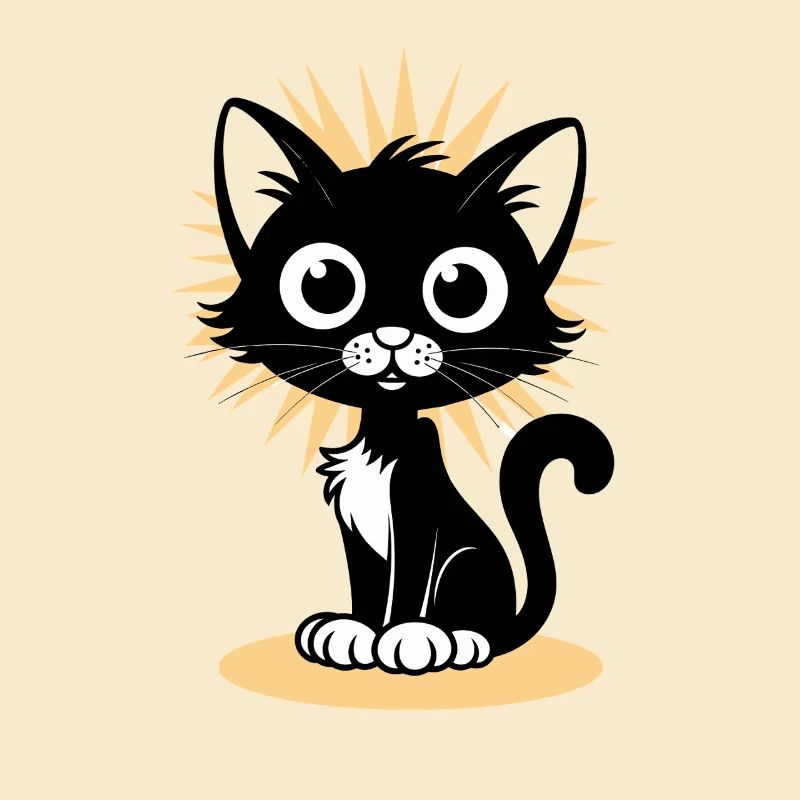 Charmante Schwarze Katze Mit Strahlendem