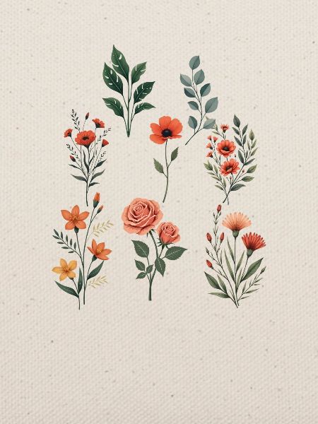 Verschiedene florale botanische Sets