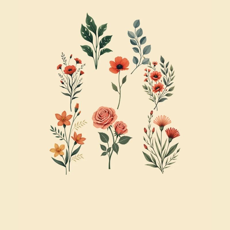 Verschiedene florale botanische Sets