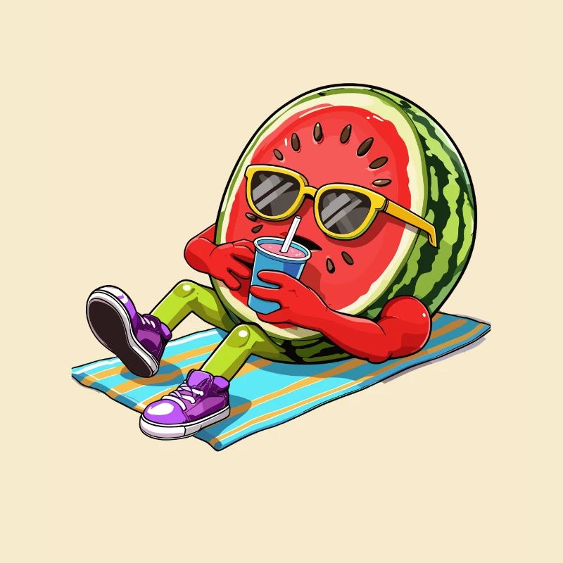 Relaxant pastèques illustration été