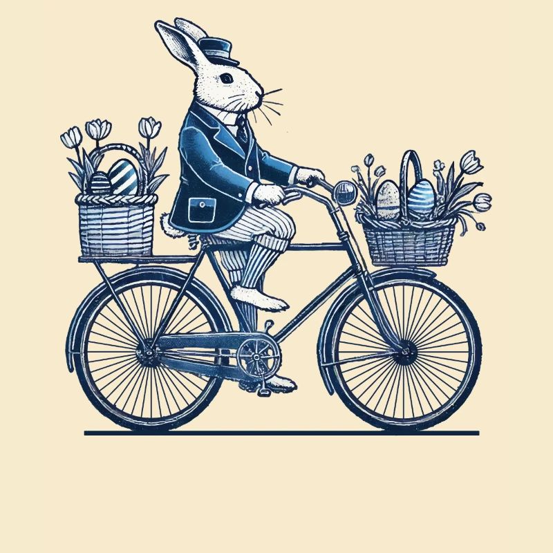 Easter Retro Bunny with Bicycle Design