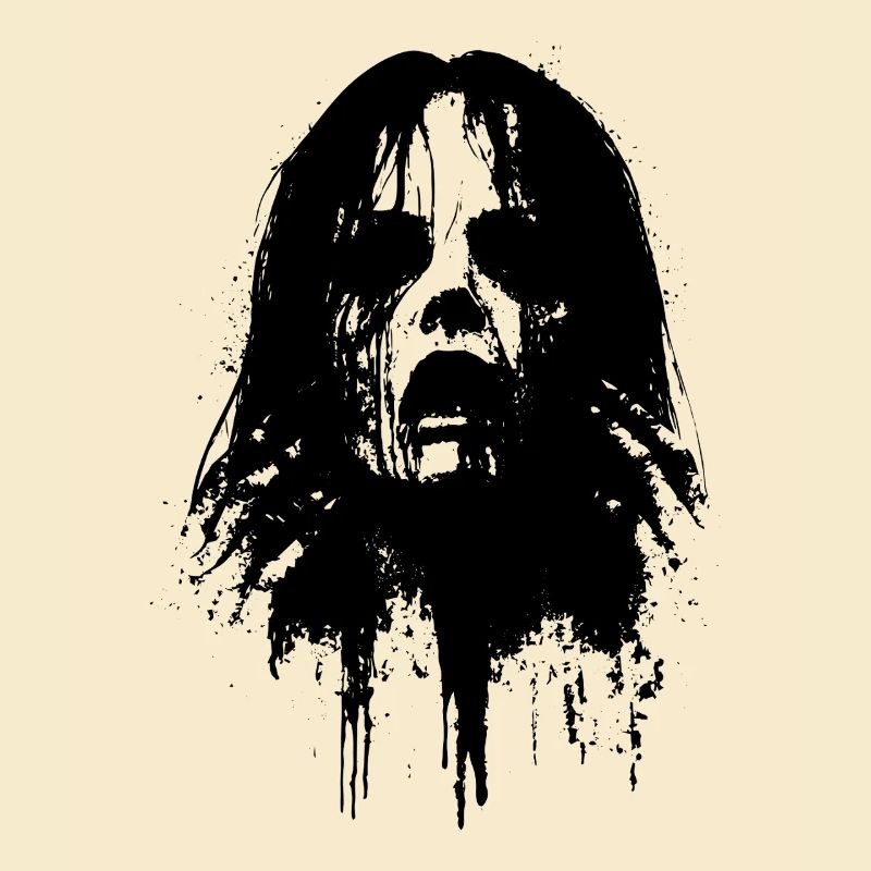 Demonic Woman's Head with Empty Eyes