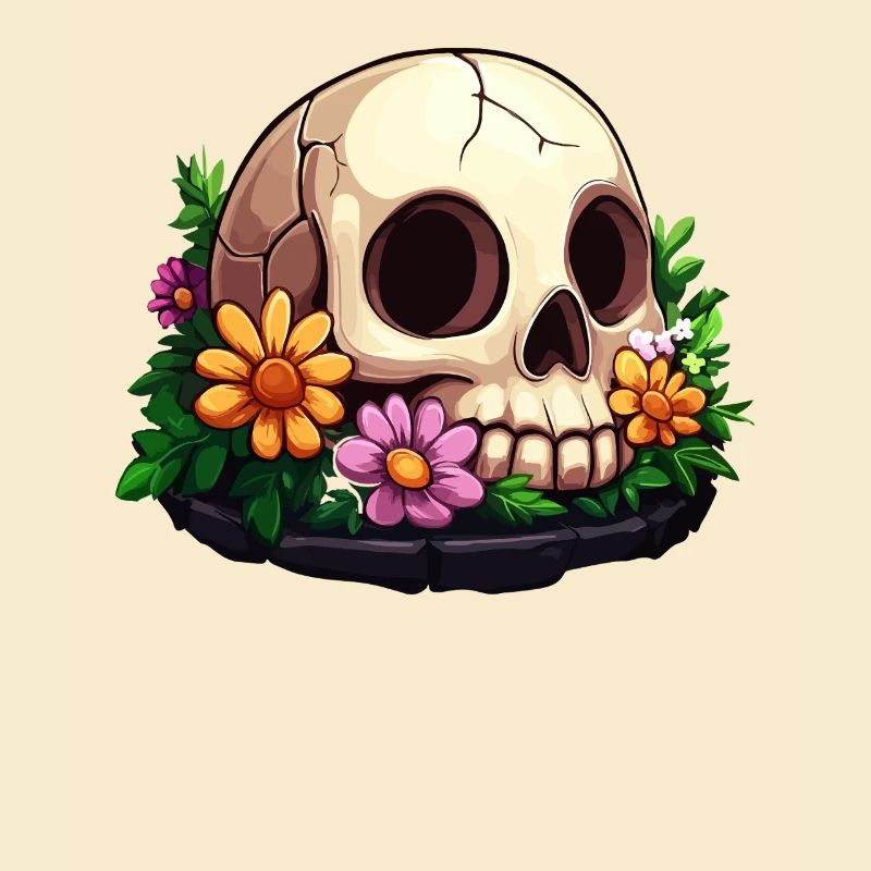 Crâne mignon avec des fleurs colorées