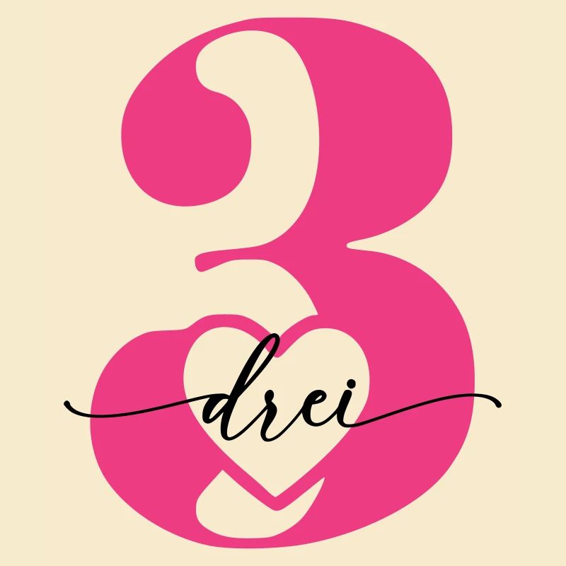 Digit Three 3 with Heart