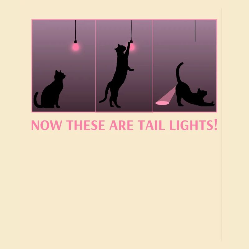 Funny Cat Eating Lightbulb Glowing Butt Tail Light