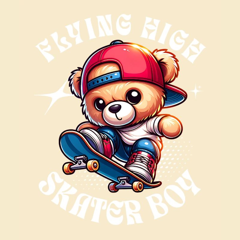Skater Teddybär auf Skateboard