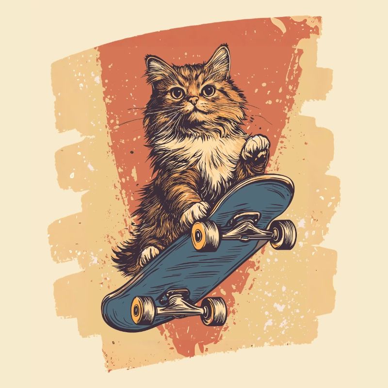 Skateboard Katze
